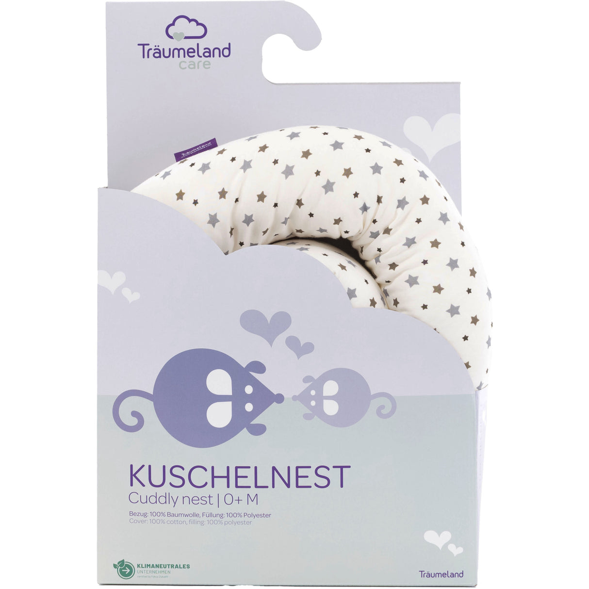 Träumeland White/Grey Cuddly Nest Grey Stars
