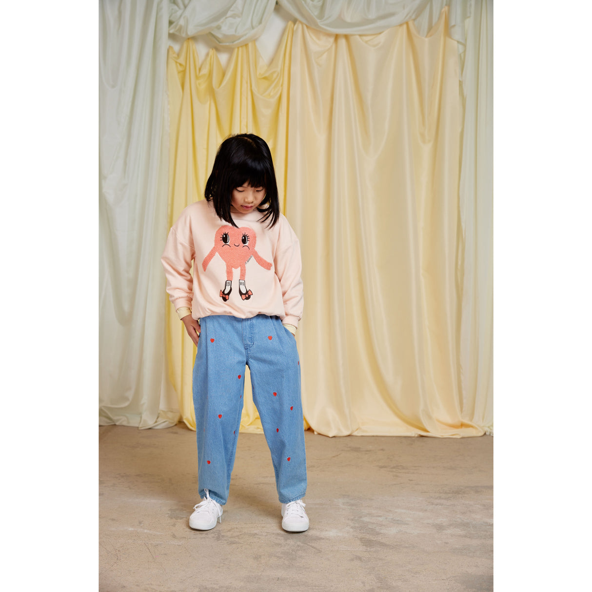 Mini Rodini Pink Heart In Shoes Chenille Collegegenser