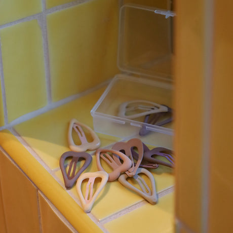 Bow's by Stær Brown Snap Hårspenne - Hjerteblanding (10 Pack)