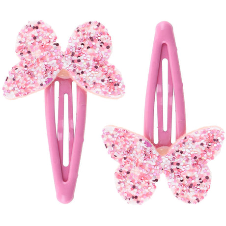 Bow's by Stær Pink Snap Hårspenne - Sommerfugl (2 Pack)