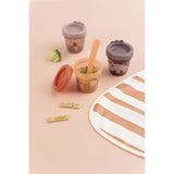 DonebyDeer Papaya/Powder Pull-Over Smekke 2-Pakning Stripes