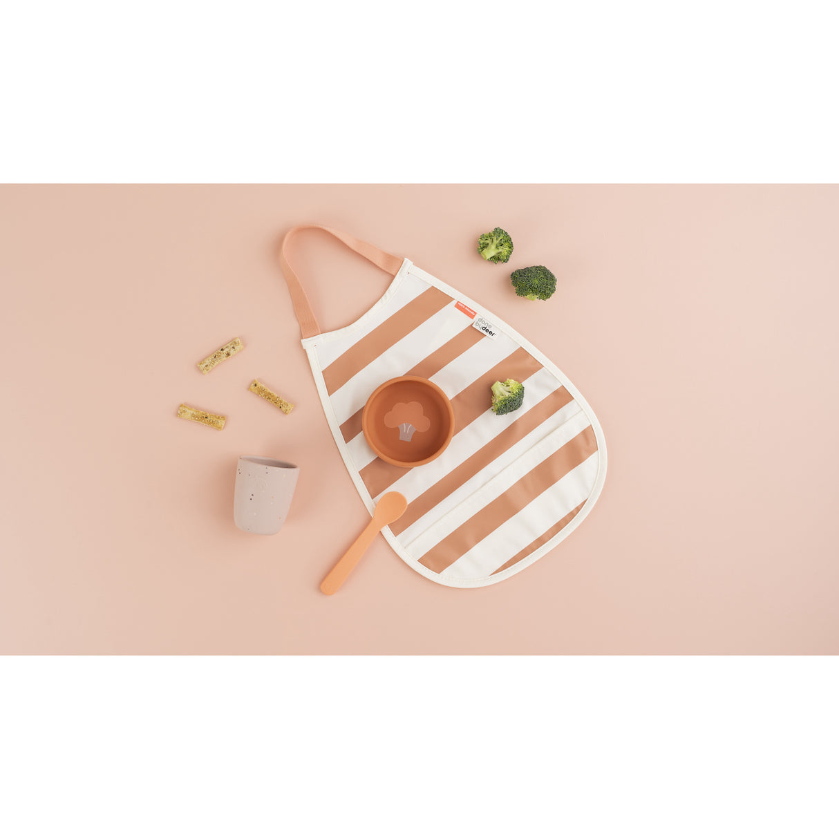 DonebyDeer Papaya/Powder Pull-Over Smekke 2-Pakning Stripes