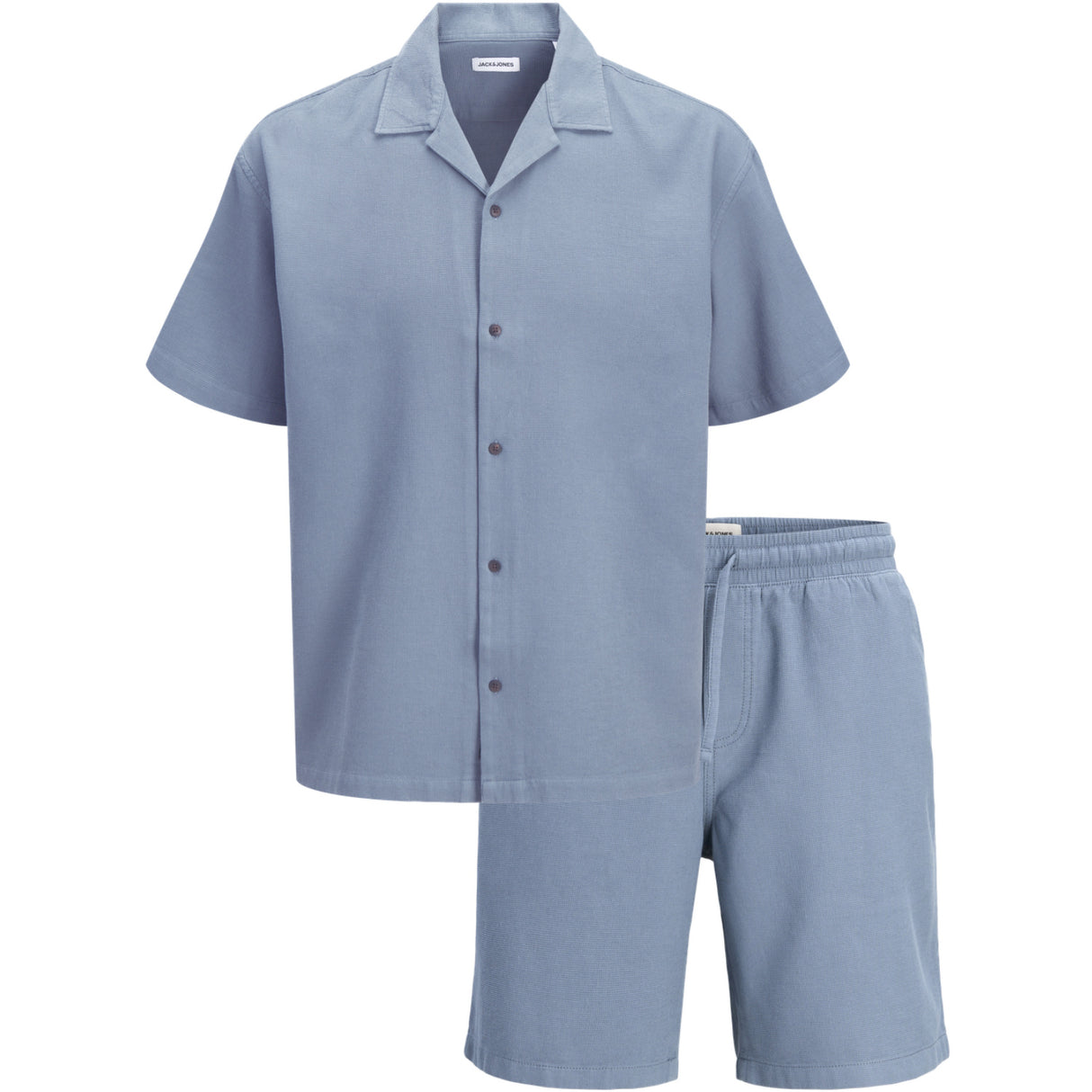 Jack & Jones Junior Blue Mirage Jjglobal Waffle Resort Skjorte Ss Mp Jnr