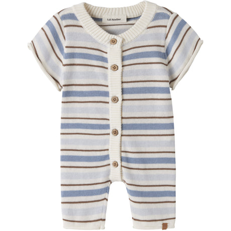 Lil'Atelier Coconut Milk Dusty Blue Nbmhito Ss Strikk Drakt Lil