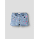 Name It Light Blue Denim Strawberry Nmfrose Reg Emb Shorts 6202-Iz
