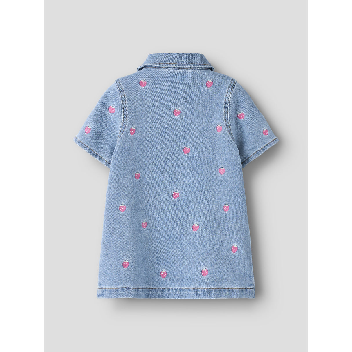 Name It Light Blue Denim Starwberry Nmflaila Ss Emb Kjole 6202-Iz