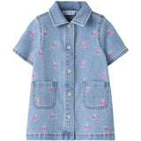Name It Light Blue Denim Starwberry Nmflaila Ss Emb Kjole 6202-Iz
