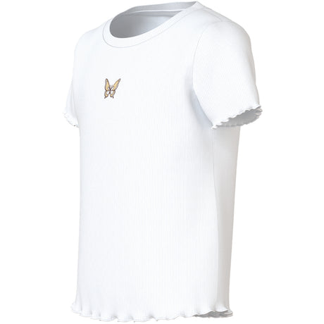 Name It Bright White Butterfly Embroidery Nmfvivemma Ss Slim Topp