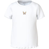 Name It Bright White Butterfly Embroidery Nmfvivemma Ss Slim Topp