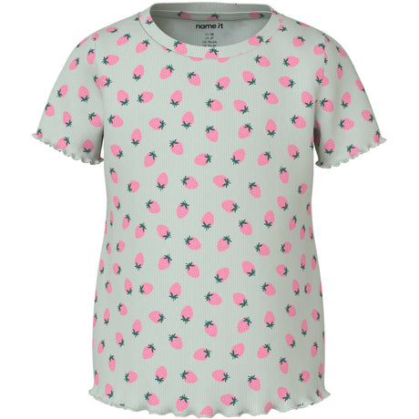 Name It Pale Aqua Strawberries Nmfvemma Aop Ss Slim Topp