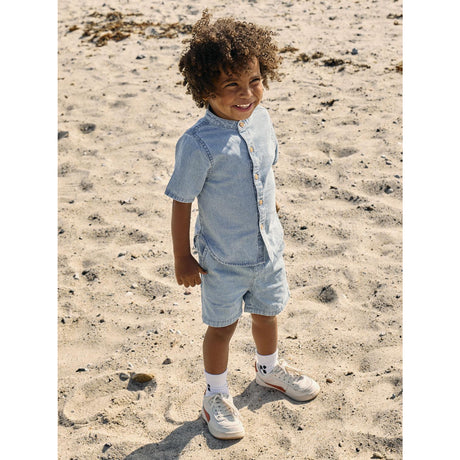 Name It Light Blue Denim Nmmhans Stripe Dnm Ss Skjorte 1910-Ip H