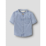 Name It Light Blue Denim Nbmleo Stripe Dnm Ss Skjorte 1910-Ip H