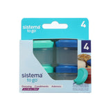 Sistema Ocean Blue & Minty Teal To Go Dressing Opbevaringsbøtter 35 Ml 4-Pakke