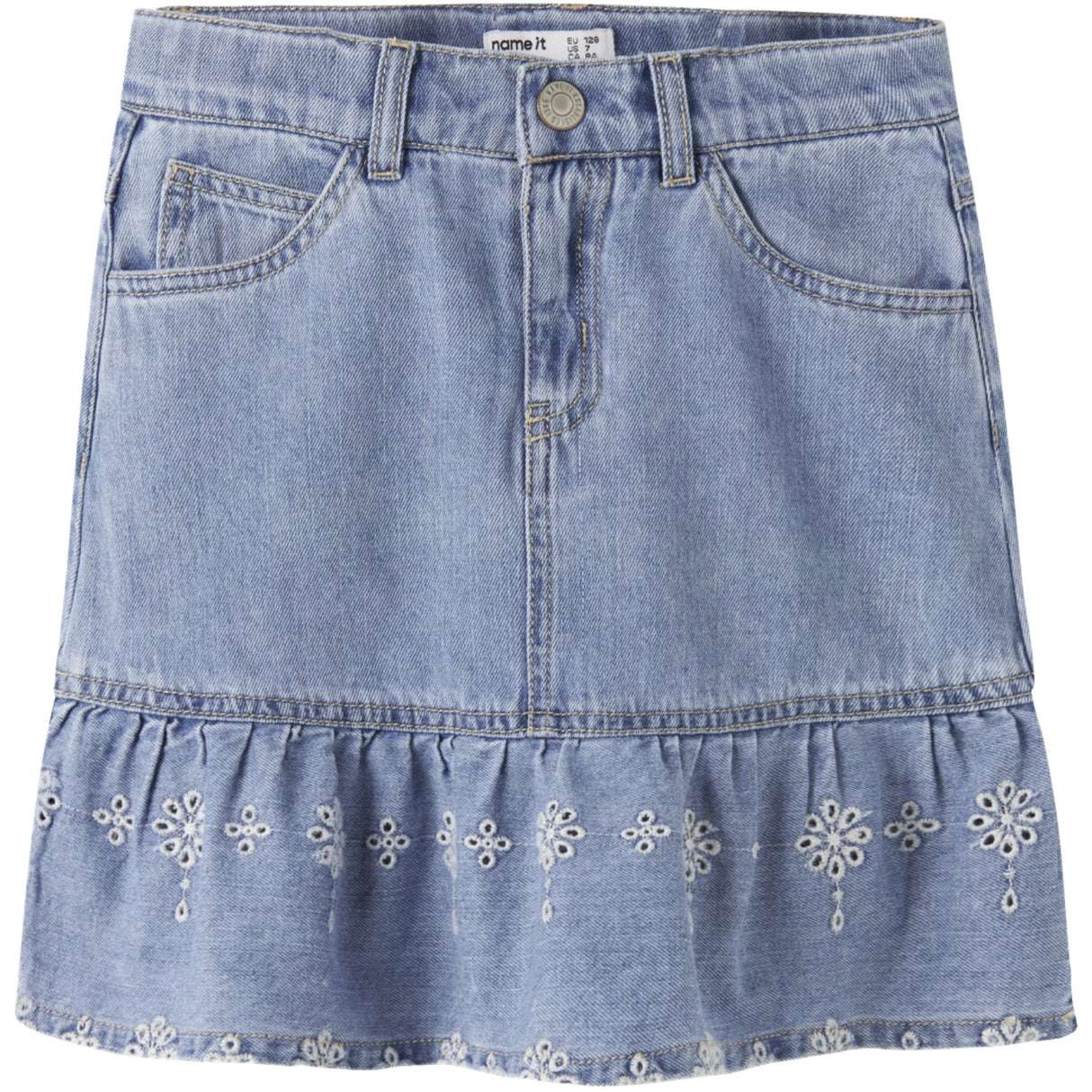Name It Light Blue Denim Anglaise Nkfhallie Dnm Anglaise Skjørt 1026-Ov H