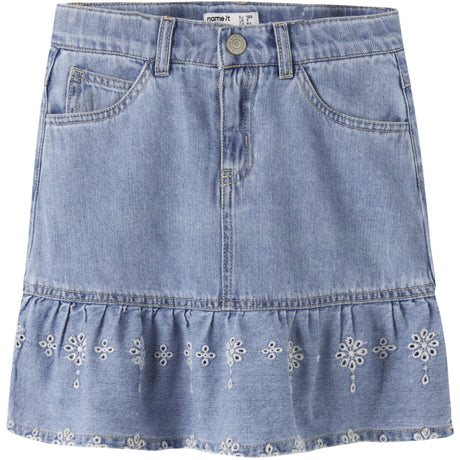 Name It Light Blue Denim Anglaise Nkfhallie Dnm Anglaise Skjørt 1026-Ov H