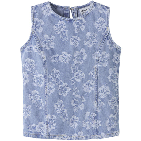 Name It Light Blue Denim Flowers Nkflucy Sl Dnm Jacq Topp 2440-Ja H
