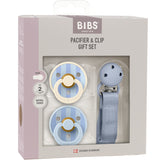 Bibs Dusty Blue Smokk & Clip Gift Sett Pin & Block Latex