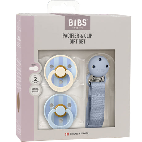 Bibs Dusty Blue Smokk & Clip Gift Sett Pin & Block Latex