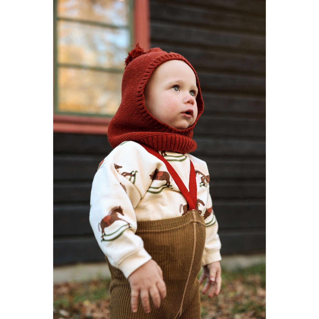 Silly Silas Acorn Brown With Maple Leaf Footless Strømpebukser Christmas Edition