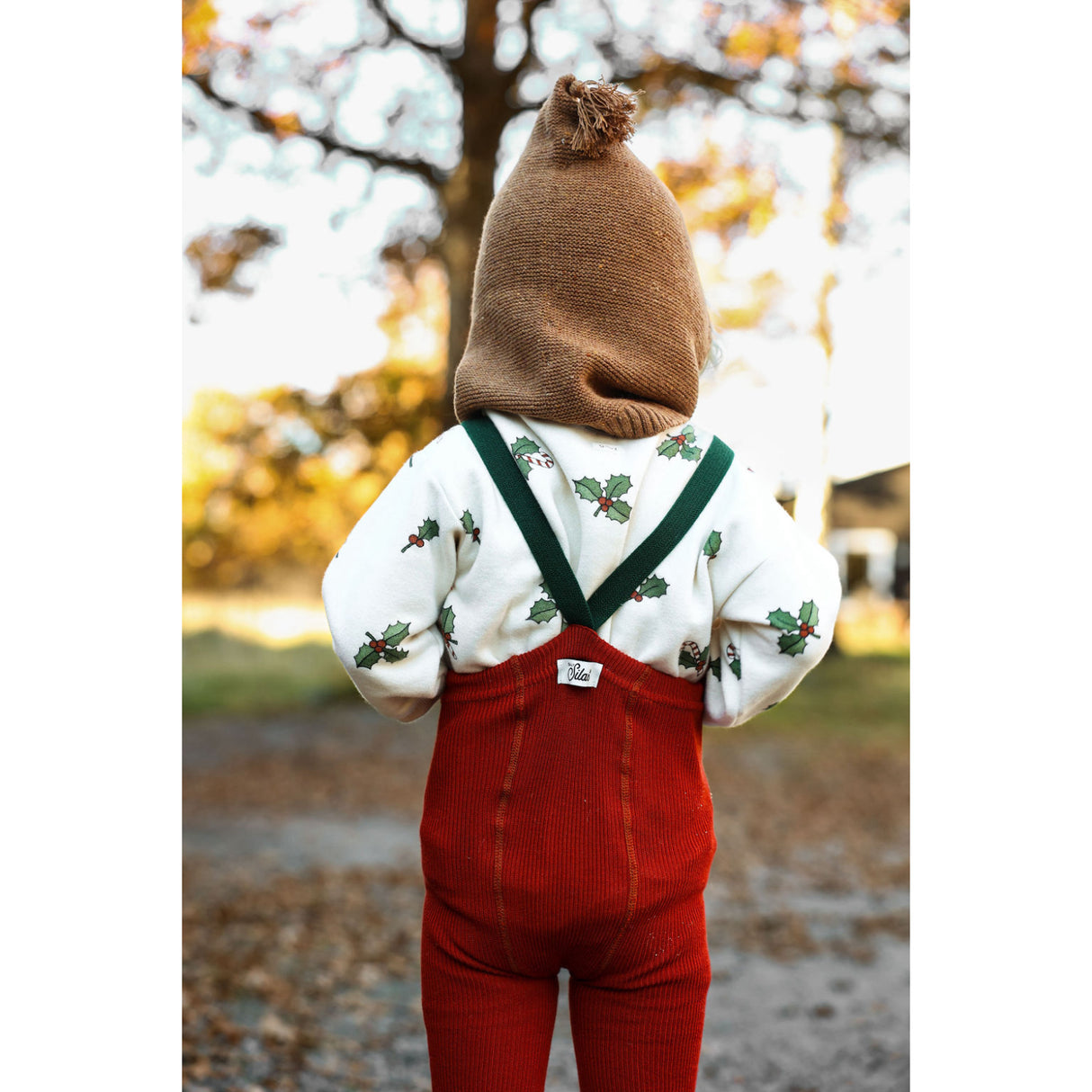 Silly Silas Maple Leaf With Dark Forest Green Footed Strømpebukser Christmas Edition