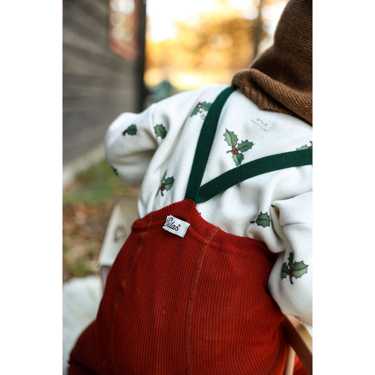 Silly Silas Maple Leaf With Dark Forest Green Footed Strømpebukser Christmas Edition