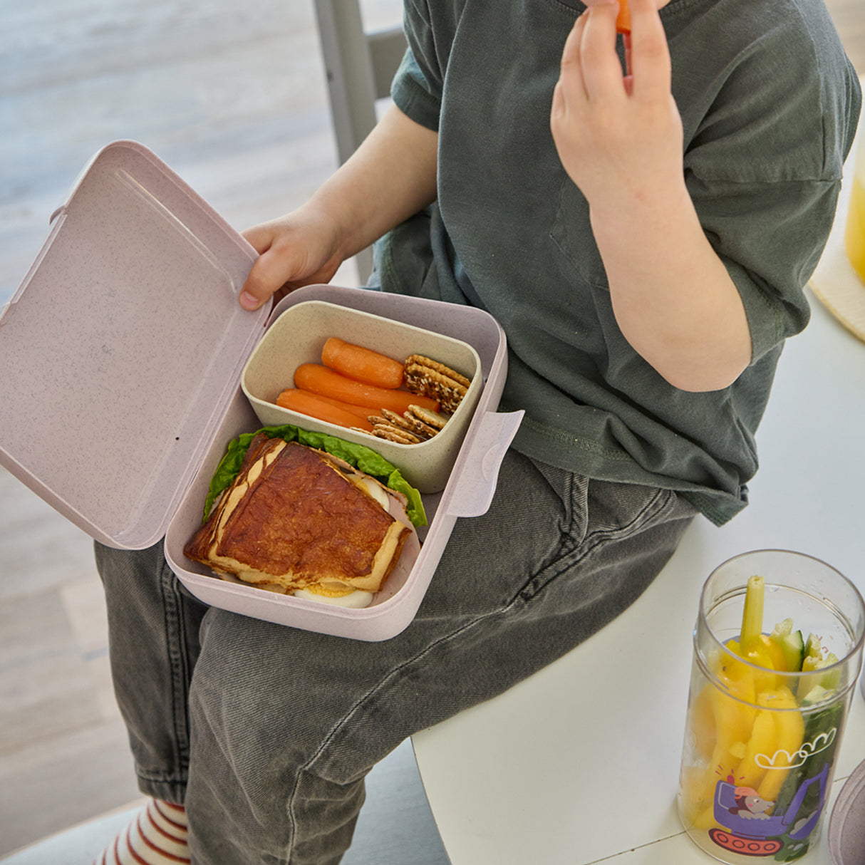 Koziol Organic Purple Grey Lunch Box Med Separation Skål Candy L Trucks