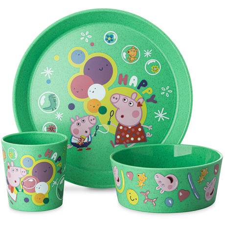 Koziol Organic Spring Green Small Tallerken + Skål + Kopp Connect Peppa Pig Pop