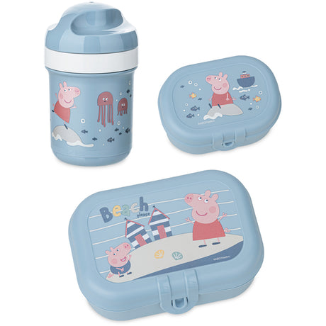 Koziol Powder Blue Lunch Box Sett + Water Flaske 200Ml Peppa Pig Waves To Go