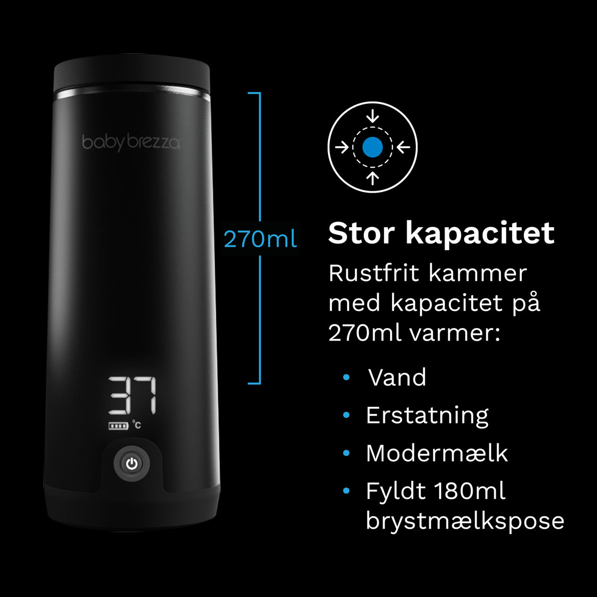 Baby Brezza Black Superfast Portable Flaske Warmer