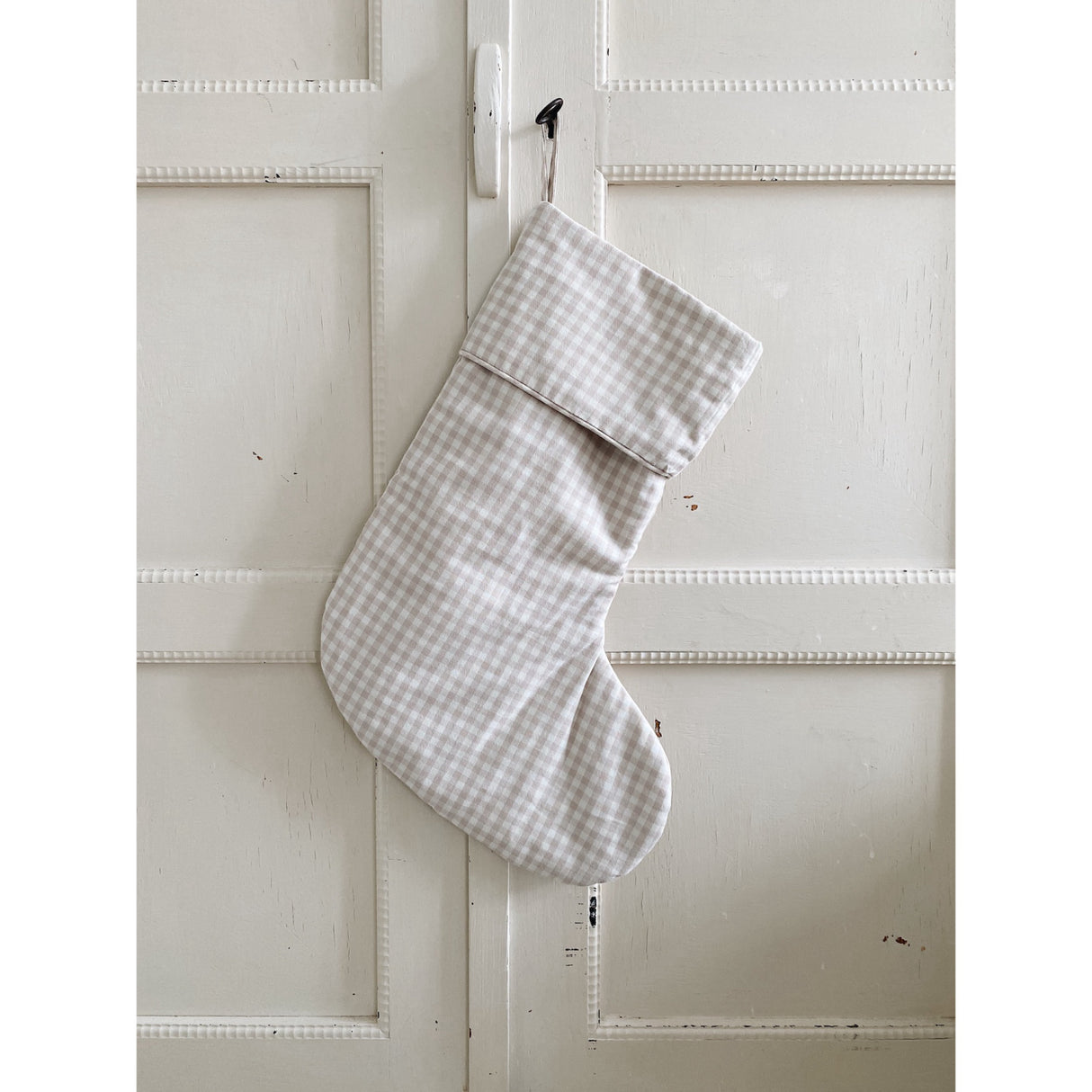 Lalaby Beige Gingham Christmas Stocking