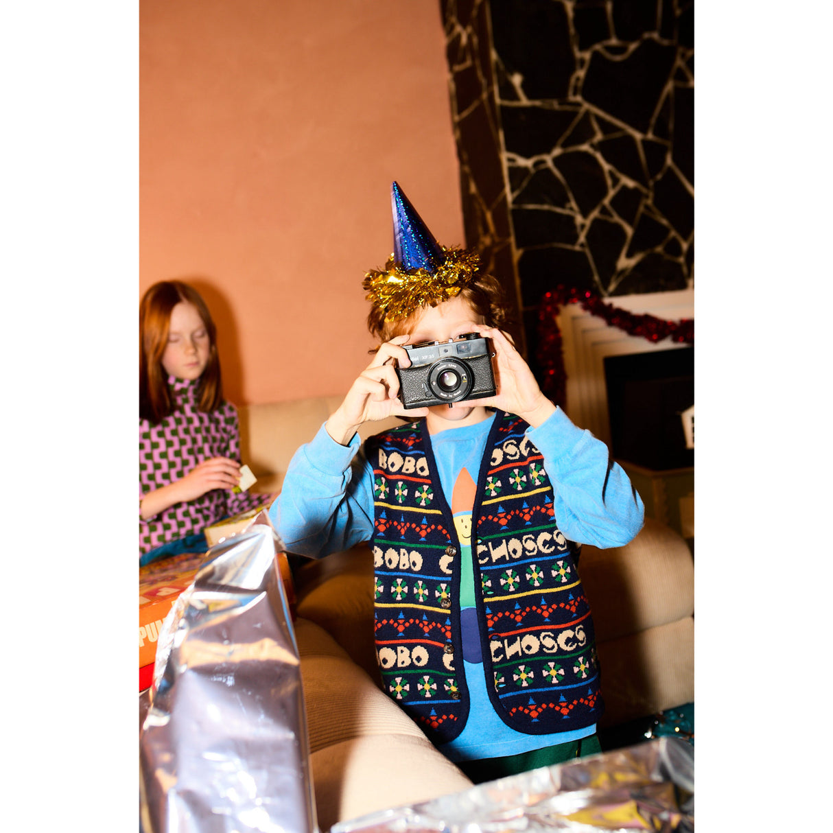 Bobo Choses Multicolor Toys All Over Strikket Vest