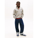 Tommy Hilfiger Mid Grey Heather Multi Print Half Zip Collegegenser