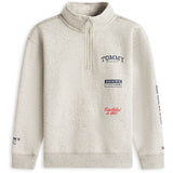Tommy Hilfiger Mid Grey Heather Multi Print Half Zip Collegegenser