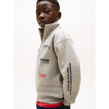 Tommy Hilfiger Mid Grey Heather Multi Print Half Zip Collegegenser