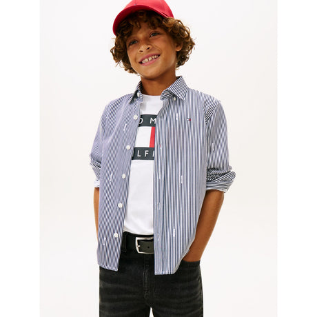 Tommy Hilfiger Dark Night Navy White Stripe Aop Jersey Skjorte