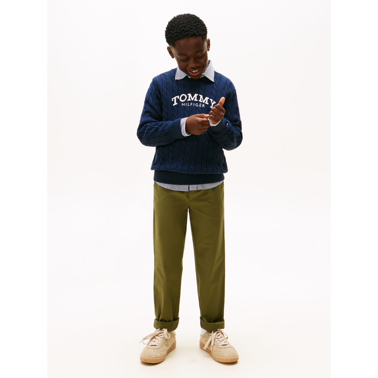 Tommy Hilfiger Dark Night Navy Graphic Cable Cn Sweater