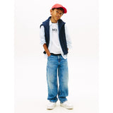 Tommy Hilfiger White Breezy Blue Stripe Aop Jersey Skjorte