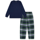 Polo Ralph Lauren White Gordon Plaid L/S Tee & Woven Pant Sett