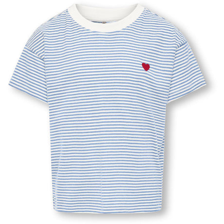 kids ONLY Cloud Dancer Open Air Y/D Stripes / Red Heart Kogpisa Maiken Life Crop Ss Onl Jrs Noos