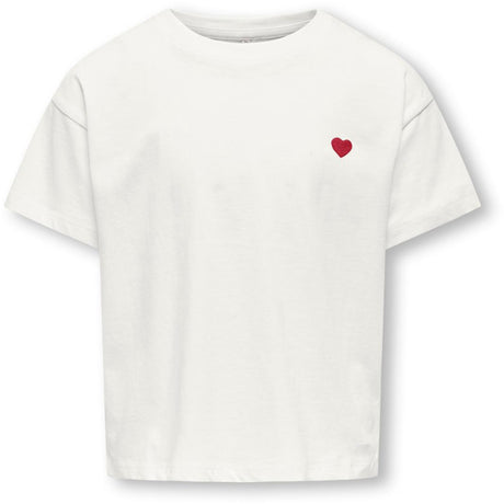 kids ONLY Cloud Dancer Heart Emb./Equestian Red Kogmaiken Life Cropheart Ss Topp Jrs Noos