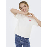 kids ONLY Cloud Dancer Heart Emb./Equestian Red Kogmaiken Life Cropheart Ss Topp Jrs Noos