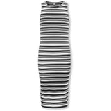 kids ONLY Black Mix White Stripes Kogbelfast Life Stripe Sl Midi Kjole Jrs