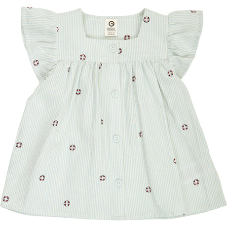 Müsli Tofu/ Ocean/ Mineral Red Seersucker Stripe Frill S/S T