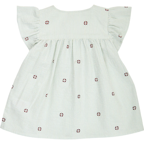 Müsli Tofu/ Ocean/ Mineral Red Seersucker Stripe Frill S/S T