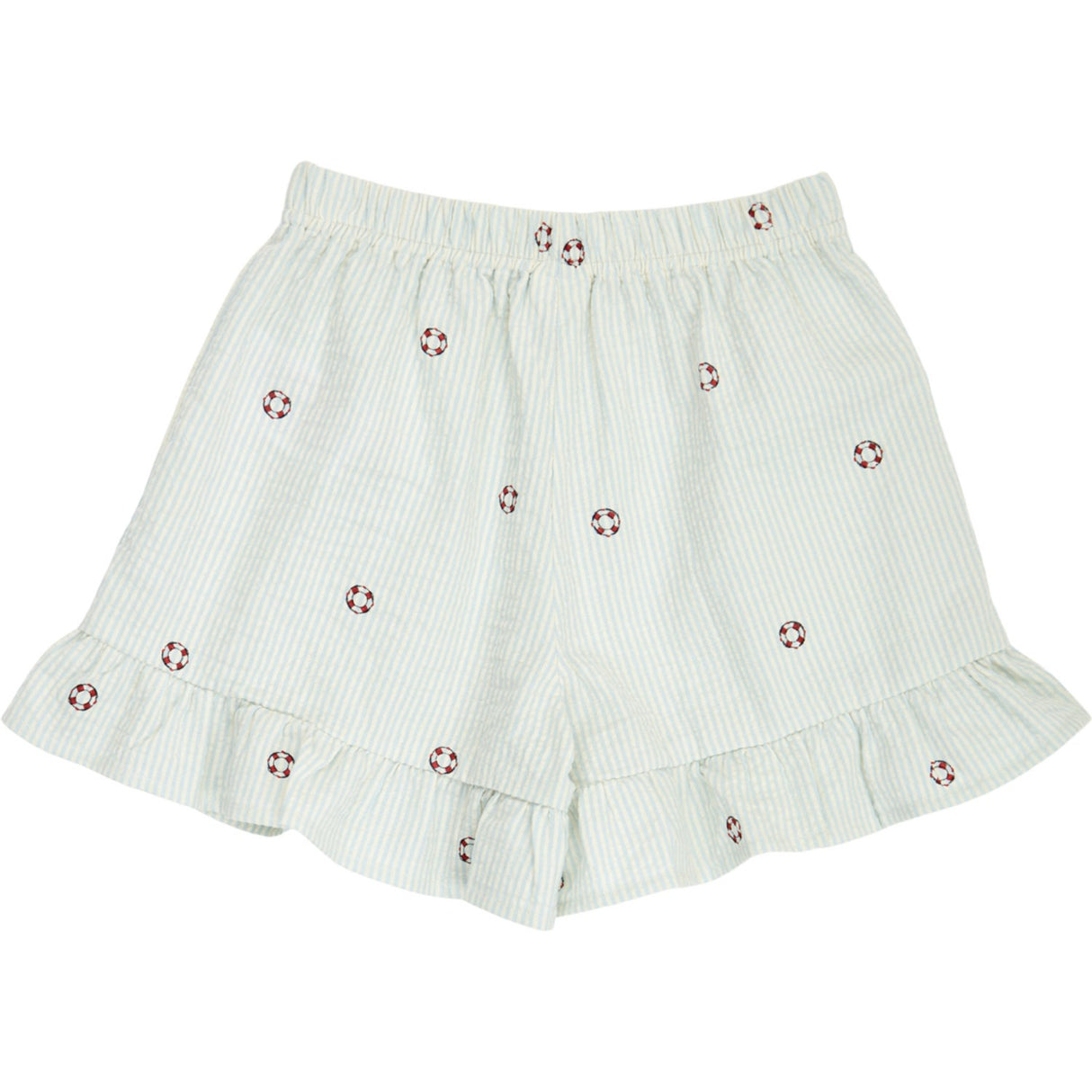 Müsli Tofu/ Ocean/ Mineral Red Seersucker Stripe Frill Shorts
