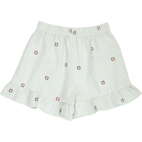 Müsli Tofu/ Ocean/ Mineral Red Seersucker Stripe Frill Shorts