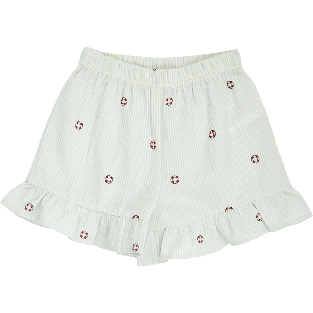 Müsli Tofu/ Ocean/ Mineral Red Seersucker Stripe Frill Shorts