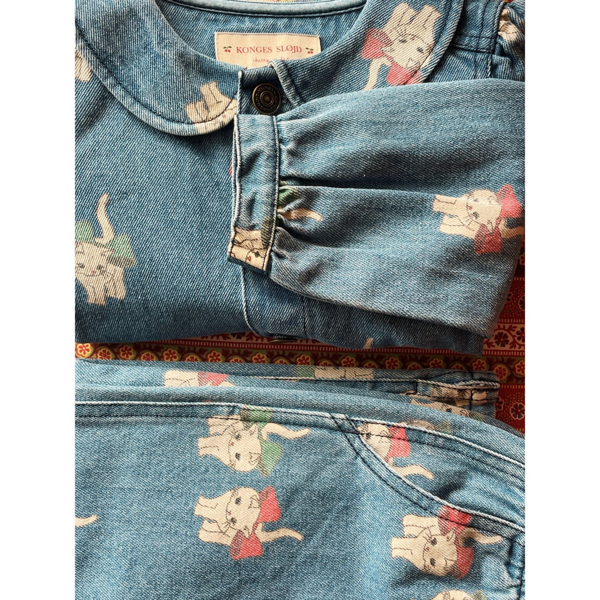 Konges Sløjd Bow Kitty Denim Magot Halsbånd Jakke Gots