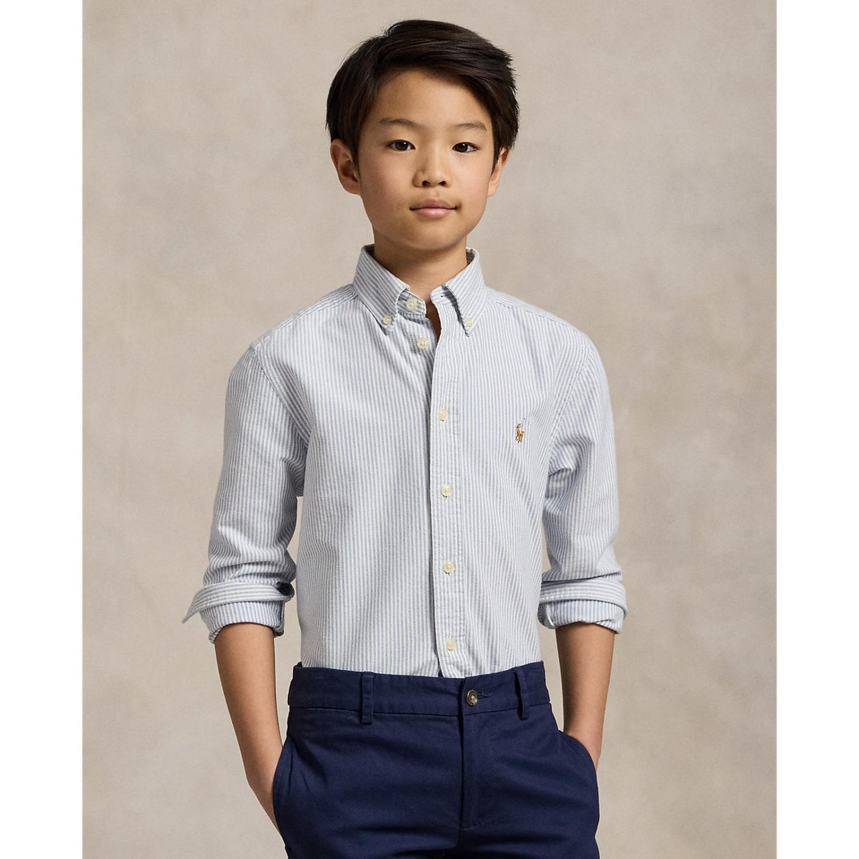 Polo Ralph Lauren Lt Blue Stripe Sport Skjorte