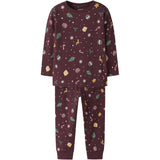 Name It Burgundy Xmas AOP Nmnvismas Ls Nightset